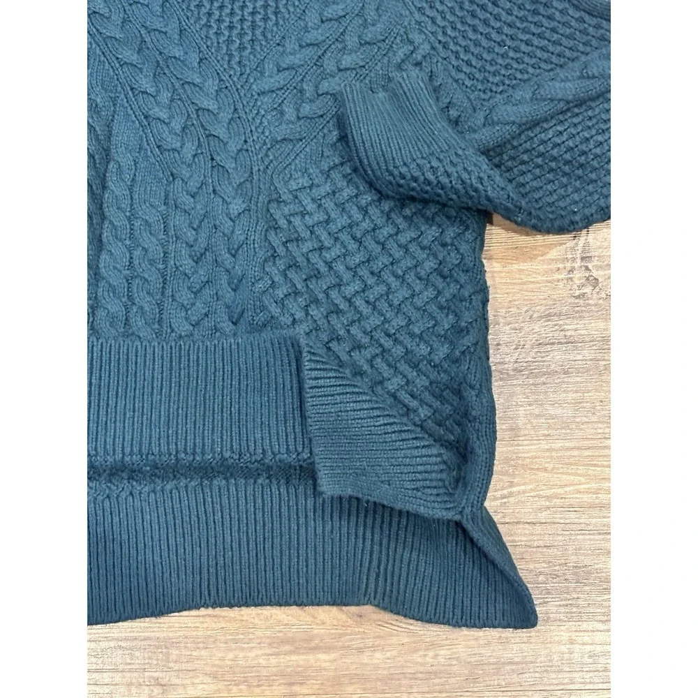Banana Republic Cable Knit‎ Sweater Tunic Glen Green Merino Cotton Woman XS Cozy